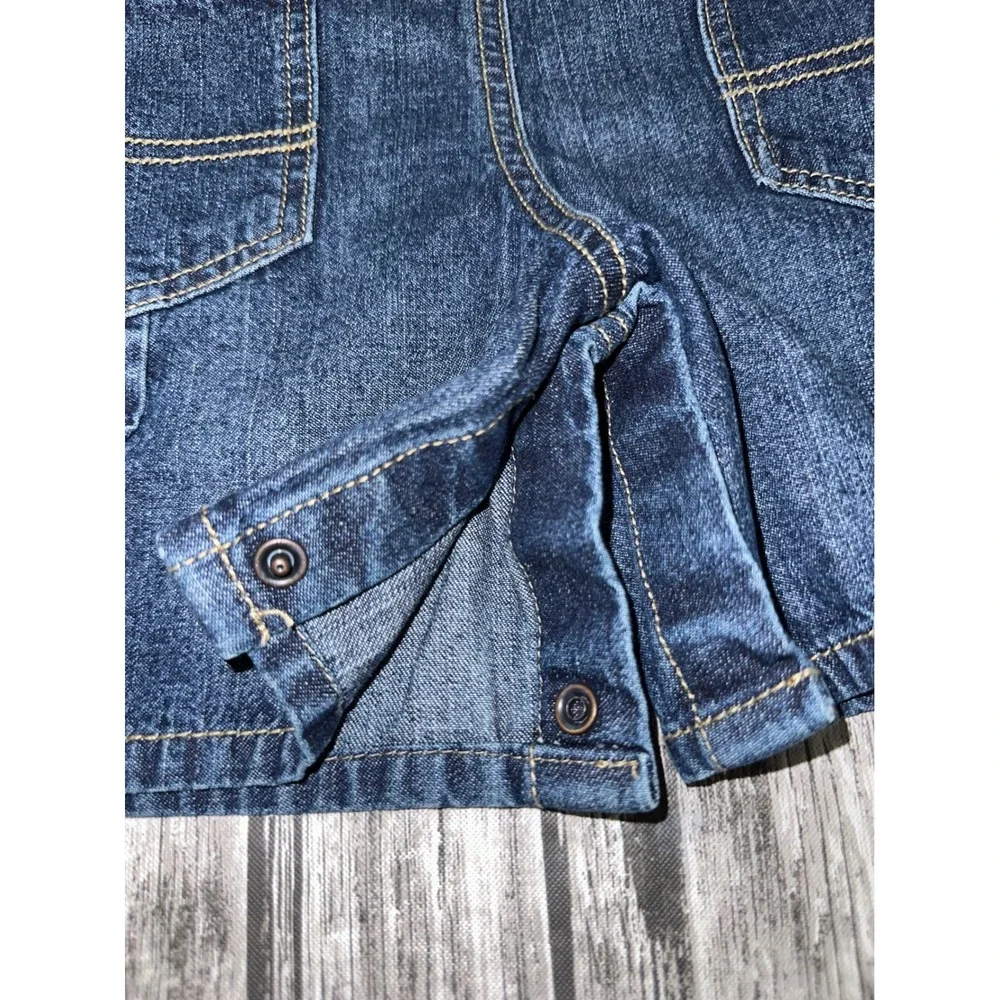 Osh Kosh B'Gosh Denim Short Overalls Size 24 Months Button Legs Patriotic Colors